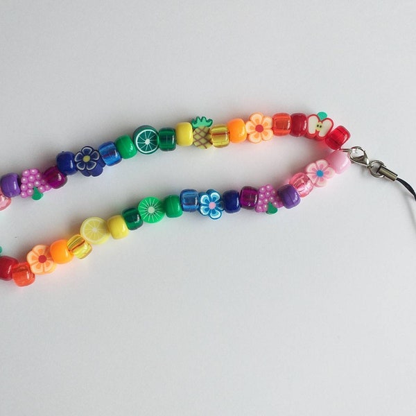 Rainbow Fruit and Floral mix Phone Charm Strap