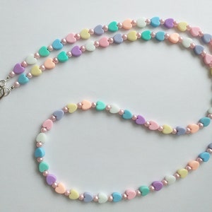 Pastel heart and pearl lanyard