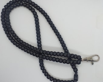 Black Beaded Lanyard