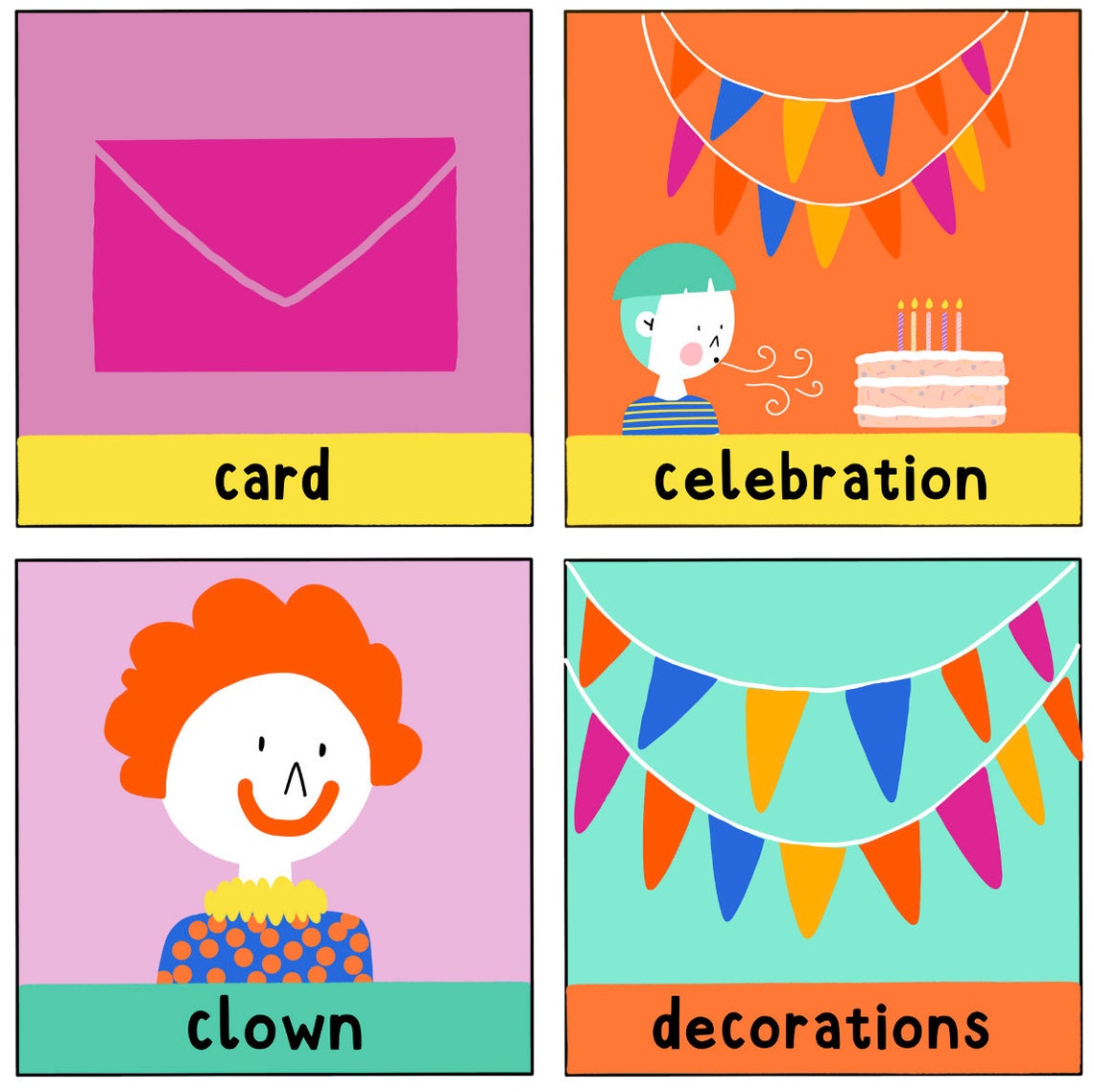 Birthday Flashcards 14 Online ESL Teaching Digital Etsy