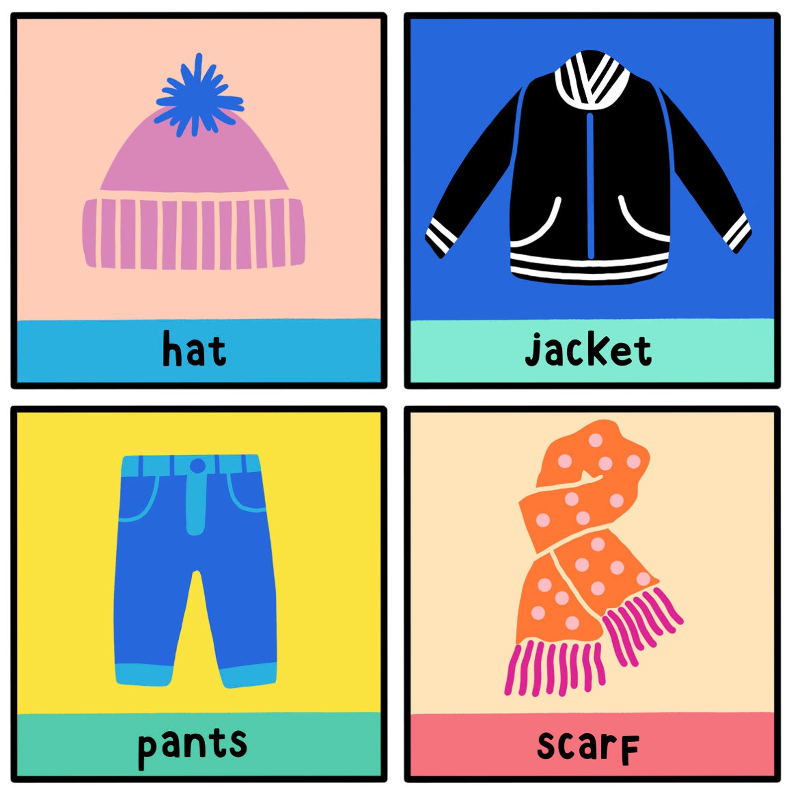 Clothes Flashcards 16 Online ESL Teaching Digital Download Etsy
