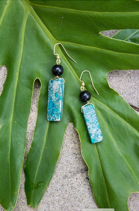 Blue agate earrings best sale