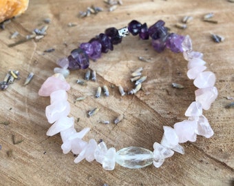 Green Amethyst + Rose Quartz + Amethyst