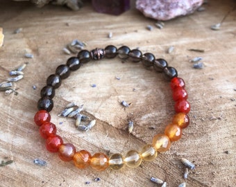 Citrine + Carnelian + Red Carnelian + Smoky Quartz