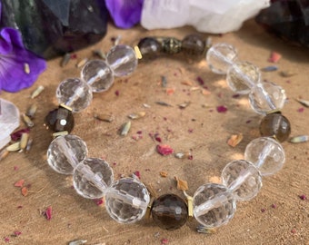 Smokey Quartz + Clear Quartz + Hematite
