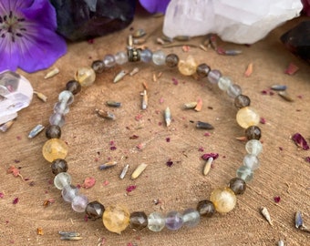 Citrine + Smoky Quartz + Fluorite