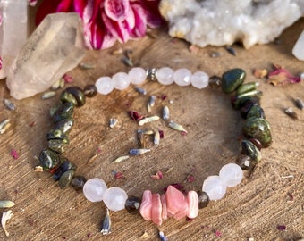 Rhodochrosite + Smoky Quartz + Rose Quartz + Dragons Blood