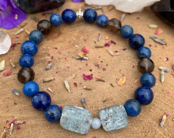 Angelite + Kyanite + Lapis Lazuli + Smoky Quartz