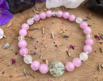 Prehnite + Hematite + Kunzite + Rose Quartz