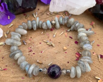 Amethyst + Tourmalinated Quartz + Labradorite