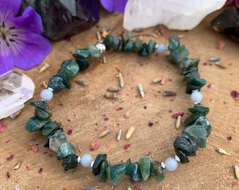 Moss Agate + Hematite + Angelite