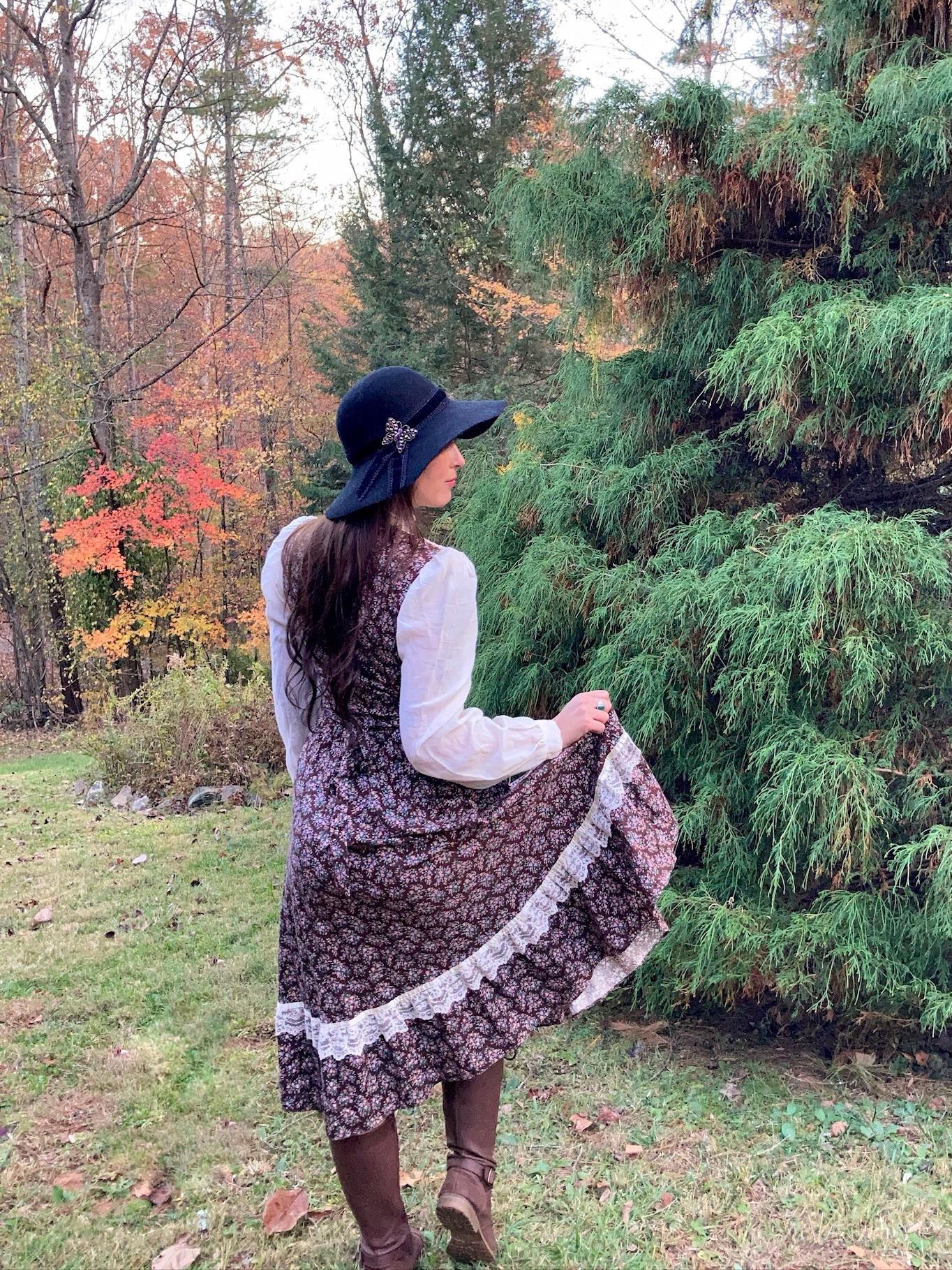 1970 Gunne Sax Midi Dress Brown Floral Calico Vintage Prairie Rare ...
