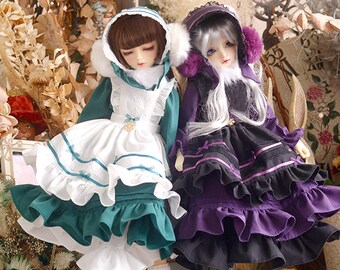 Clothes for 1/4 BJD/MSD/MDD/Puyoodoll Kumako/Shoushoudoll Tudoudou Elegant Girl Dress Winter Version