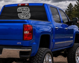 Calcomanía de vinilo personalizada número 3 / Adhesivo decorativo resistente a la intemperie para ventanas de autos y camionetas