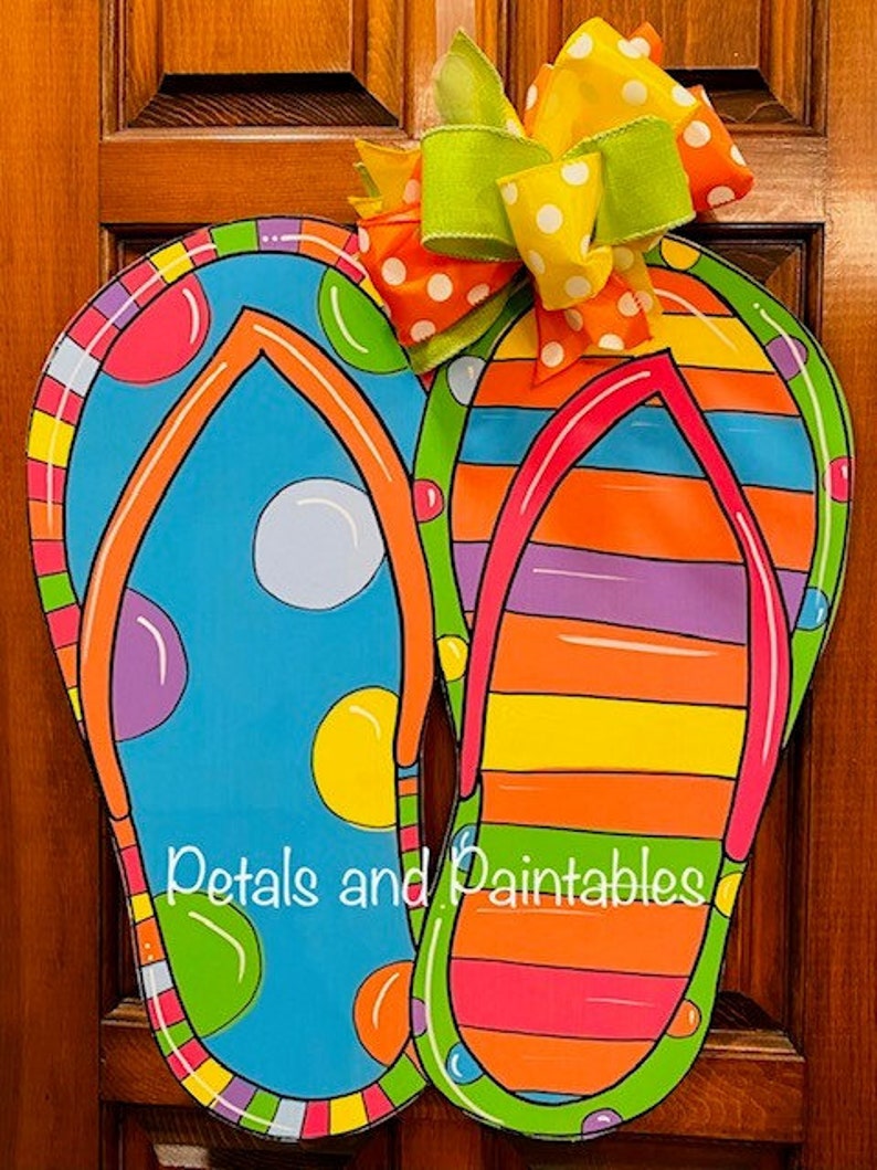 Flip Flop Door Hanger, Pool Decor, Pool Sign, Summer Door Hanger ...