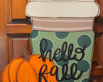 Fall Pumpkin Latte Door Hanger