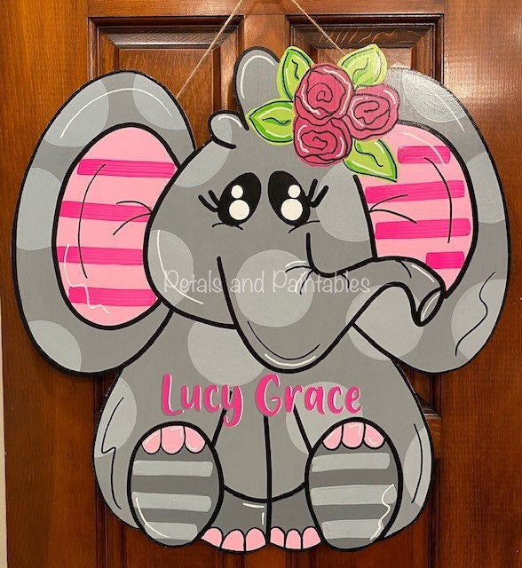 Floral Elephant Hospital Door Hanger – Sparks Of Love