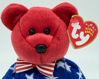 TY McDonald/'s TEENIE BEANIE Baby GLORY BEAR 4th of July Statue of Liberty FLAG
