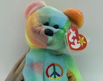 Extremely Rare Ty Beanie Baby Peace Bear 1996, Style 4053 - Etsy