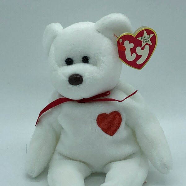 Mint Valentino the Bear Ty Beanie Baby Rare and Retired with 4 Errors noted in description