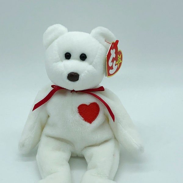 Mint Valentino the Bear Ty Beanie Baby Rare and Retired with 4 Errors noted in description
