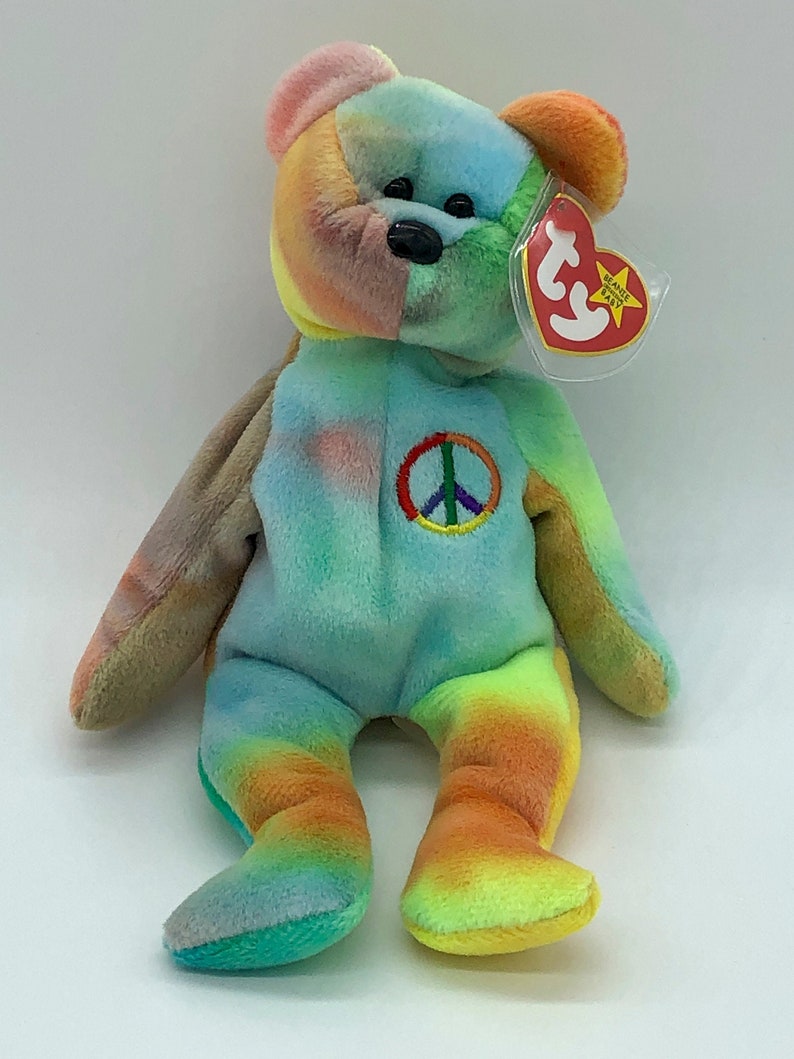 Peace the Bear Ty Beanie Babies With Extremely Rare Tag Error - Etsy