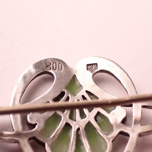 Art Nouveau brooch silver 800 Plique-a-jour master's mark WB Wenzel Brezina image 7