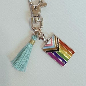 Pride Flag Purse Charm, LGBTQIA+ Keychain with Tassel