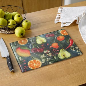 Moody Fruit Glass Cutting Board