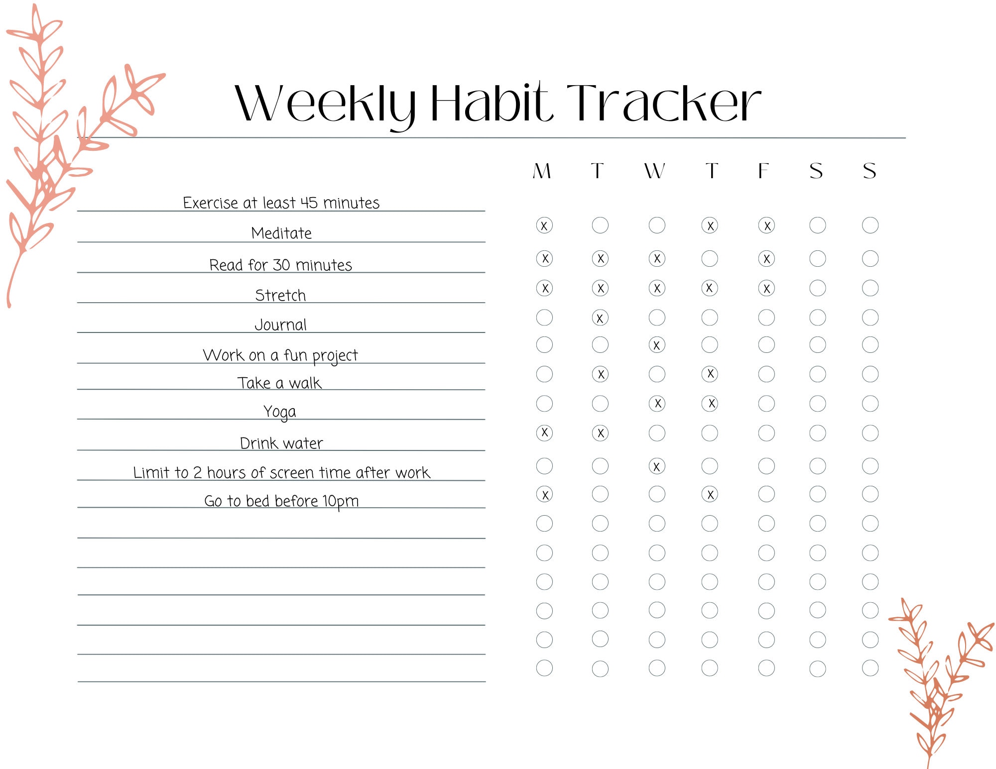 Printable Weekly Habit Tracker | Wellness Goal Planner (PDF) - Etsy ...