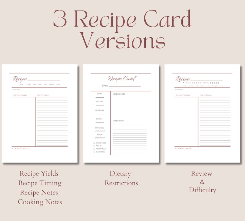 7 Cookbook Templates With Colors Fully Customizable With - Etsy