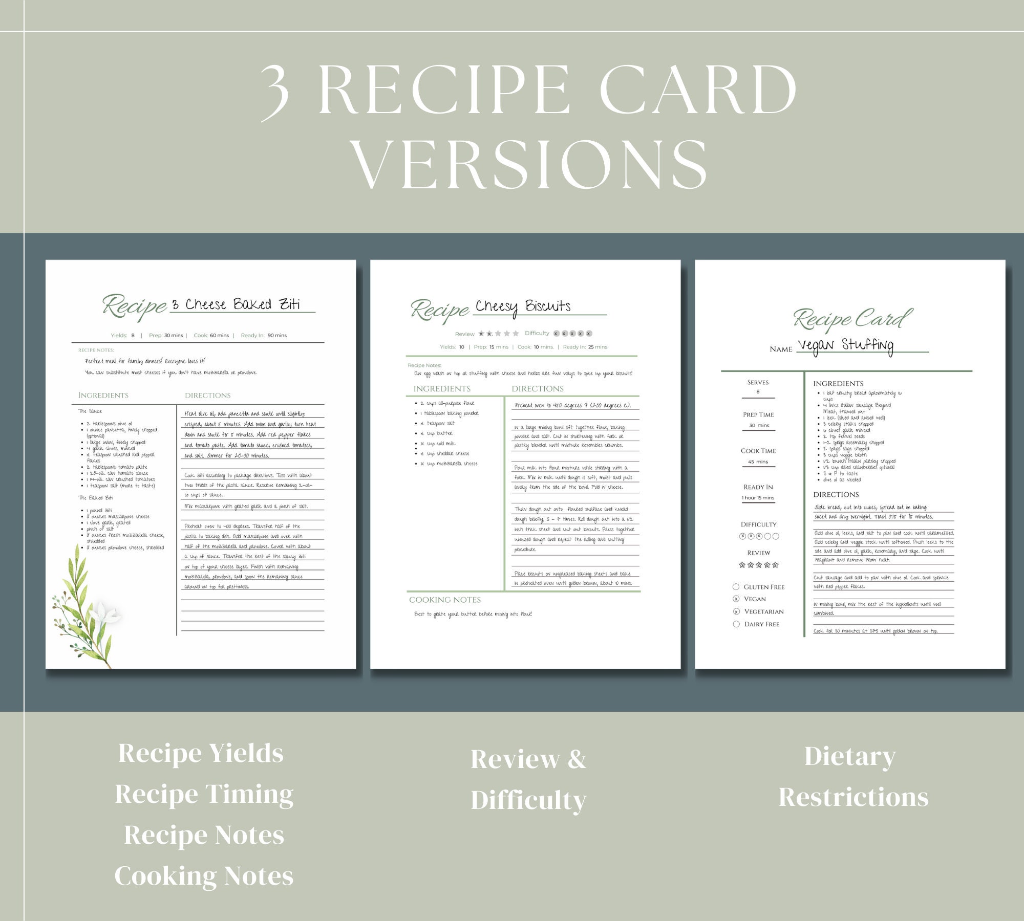 Printable Cookbook Template DIY | Digital Recipe Book | Editable ...