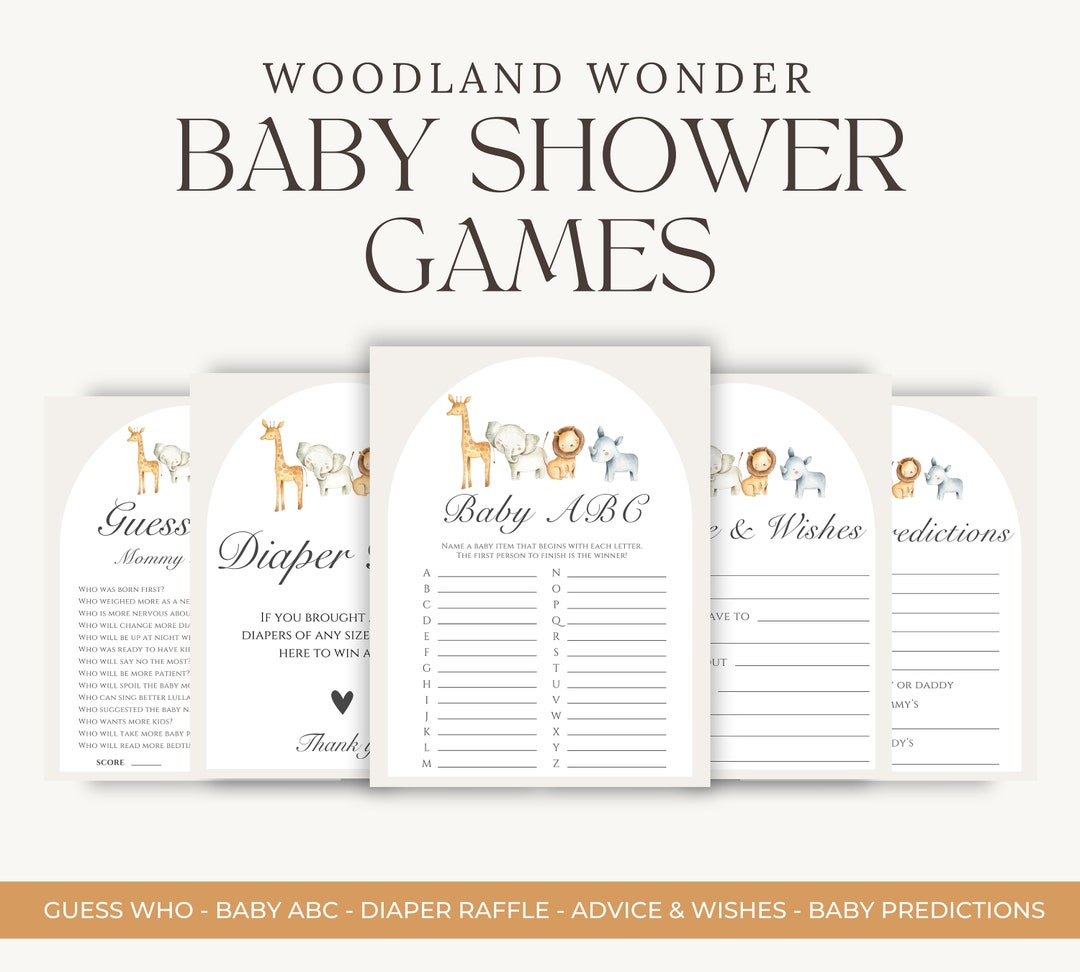 Woodland Wonder Baby Shower Games | Boy and Girl Baby Shower | Diaper ...