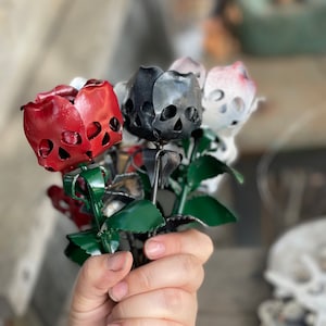Skull Roses Hand Forged Gothic Decorations