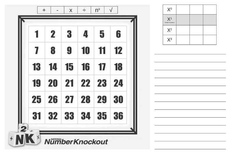 N2k Math Game Laminated N2K Math Board - for Classroom Use, FREE SHIPPING & PDF! - Etsy
