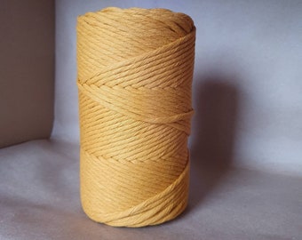 Macrame rope 3mm MUSTARD cotton rope 787 feet mustard macrame cord 262 yard cotton rope for macrame projects 3mm Handmade Decorations Macrame Wall Hangings Plant Hanger Crocheting Bohemia DIY