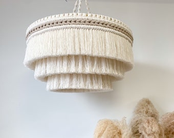 Boho Light Fixture, Fringe Chandelier, Bedroom Pendant Light, Boho Lighting