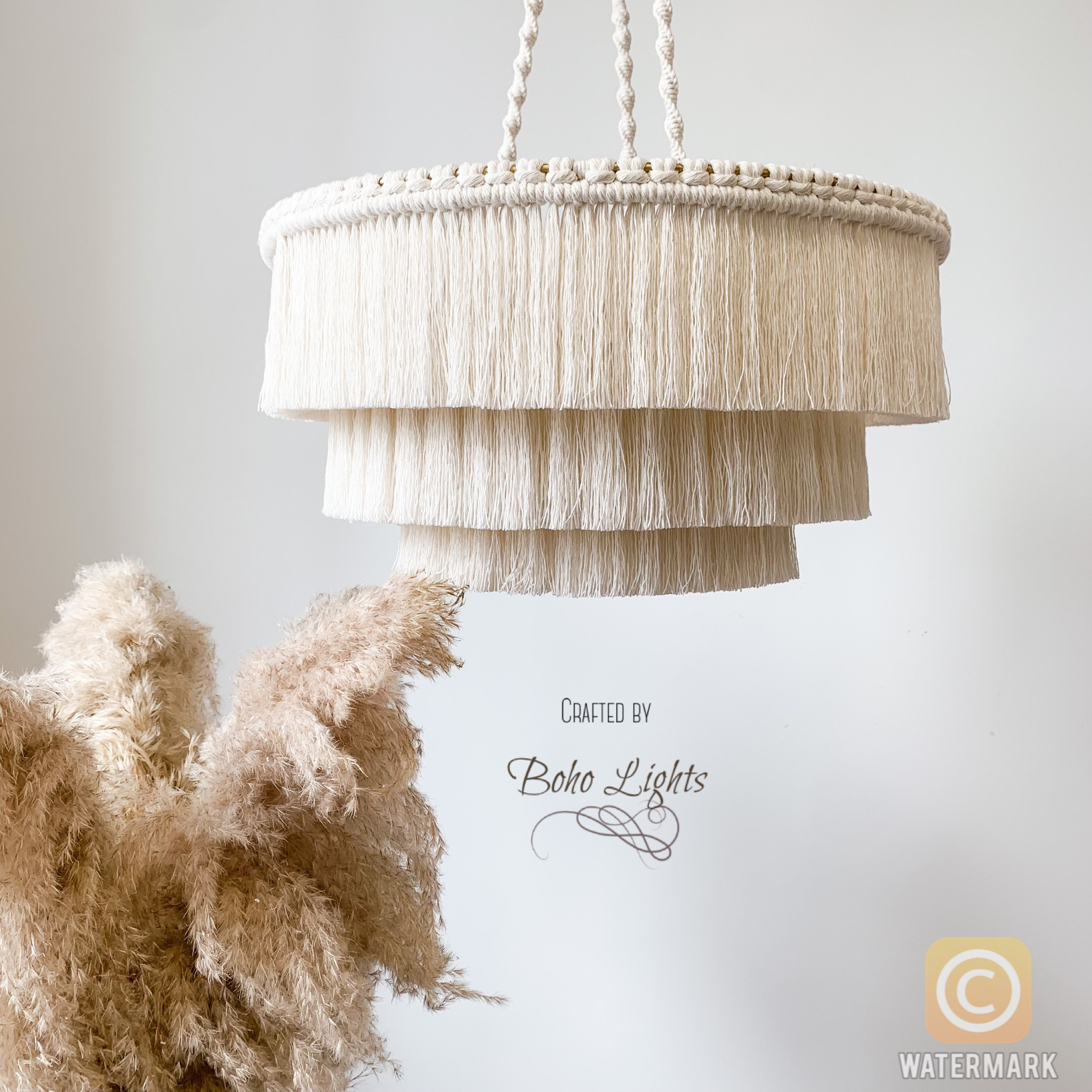 Modern Crochet Lampshade Crochet Light Boho Chandelier Rustic Light Pendant  Handmade Lamp Home Decor Modern Cotton Lampshade 