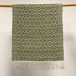 Boho Fringe Rug Runner, Bedside Rug, Luxury Bathroom Mat , Handwoven Runner Green