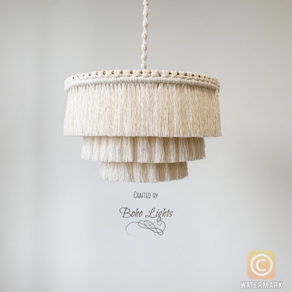 Boho Light Fixture Fringe Chandelier Cotton Fringe Pendant Light