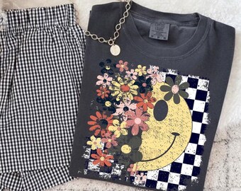 Groovy Floral Happy Face Tee