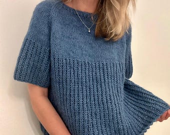 トップス Geometric Pattern Knitted Top - blue PATTERN - Metropolis Crochet Cardigan - Top Down Seamless