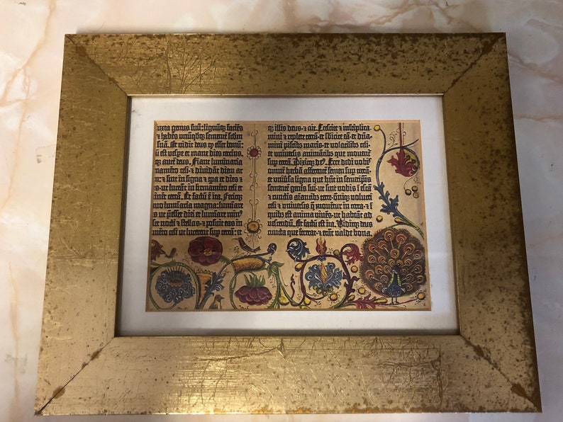 Page Gutenberg Bible Reproduction in Frame and Mount. Etsy