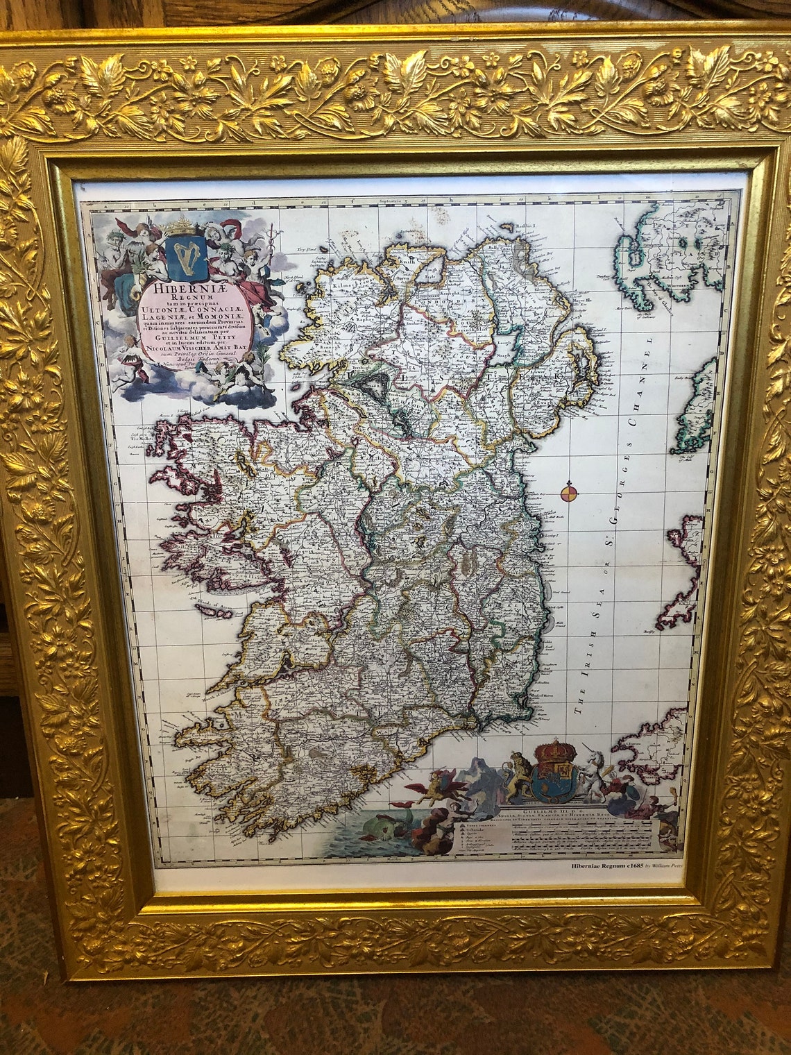 Large Reproduction Antique Map of 18th Century Ireland Set in Etsy