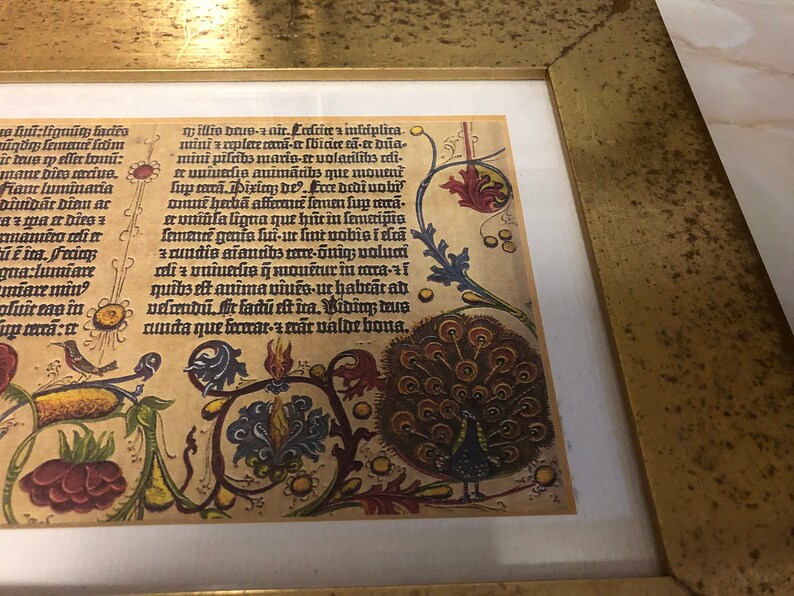 Page Gutenberg Bible Reproduction in Frame and Mount. Etsy