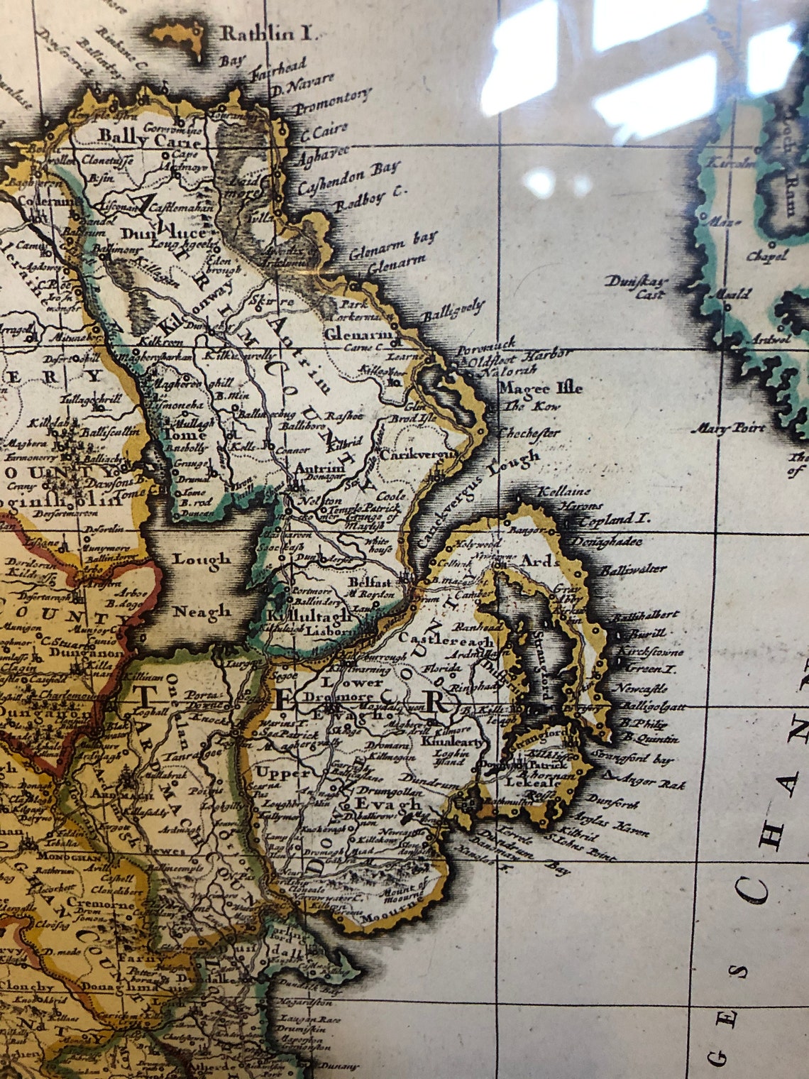 Large Reproduction Antique Map of 18th Century Ireland Set in Etsy