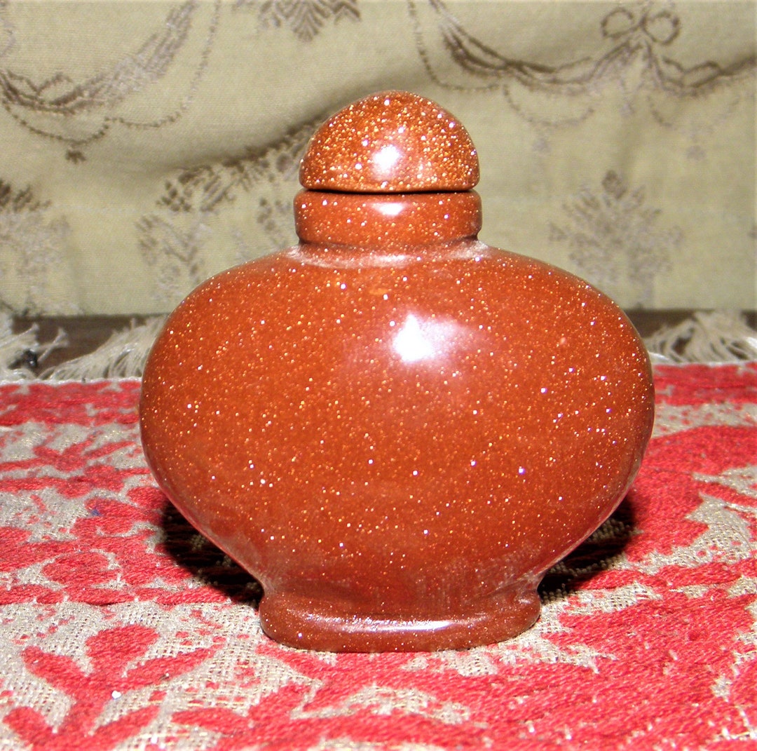 Vintage Snuff Bottle Made of Goldstone Super Sparkles From China