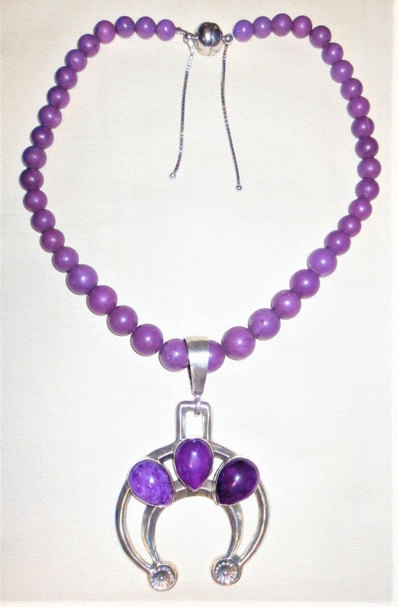 Amazing Sugilite and Sterling Silver Naja Necklace