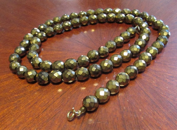 1940's Era String of Iridescent Golden Glass Bead… - image 7