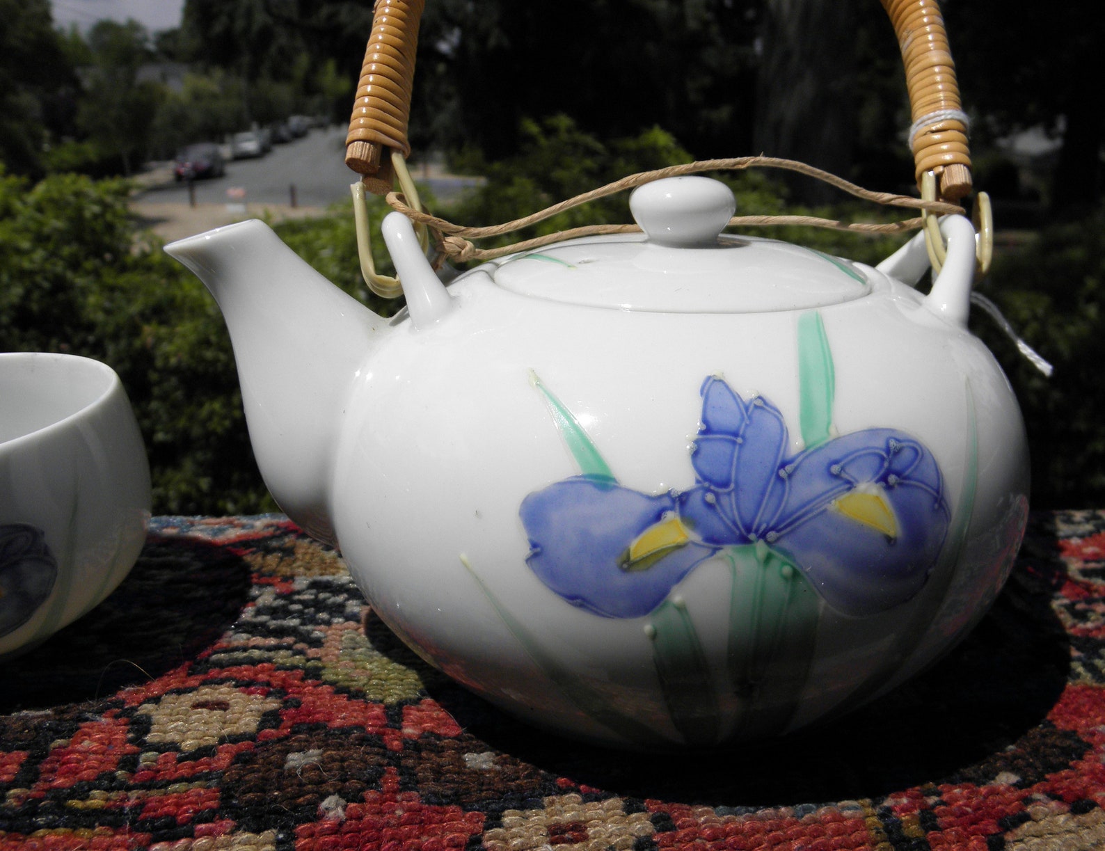 Vintage Japanese Teapot With 2 Cups Iris Motif Takahashi San Etsy